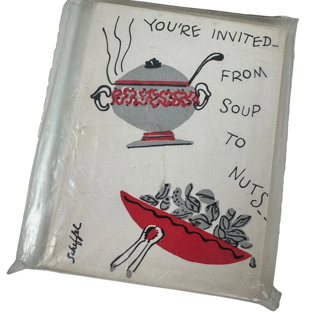 Kitschy MCM 1950s Quirky Vintage Party Invitation Sealed Deadstock Ephemera 12ct